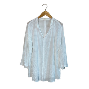 EILEEN‎ FISHER Large White Textured Lightweight Organic Cotton Tunic Lagenlook